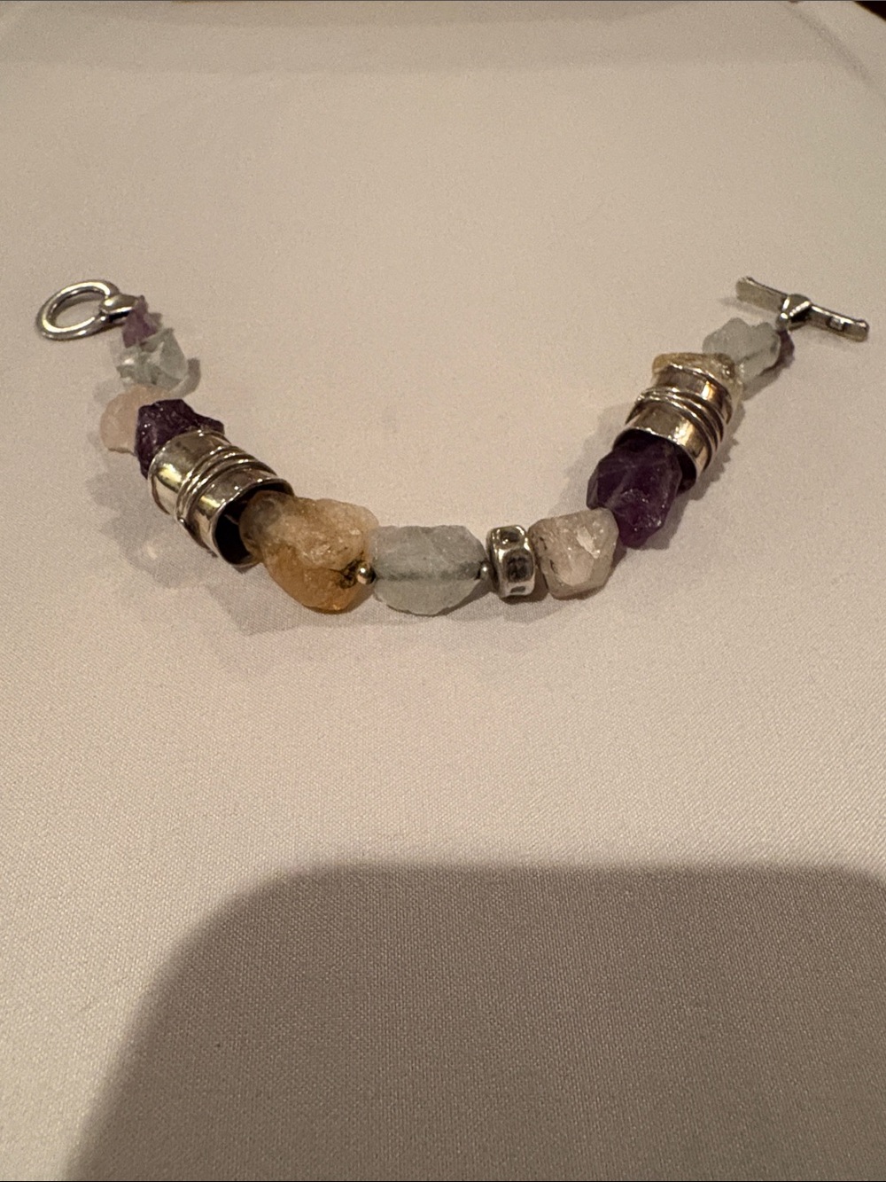 RARE Silpada Sterling Silver Mixed Gemstone Toggle Bracelet